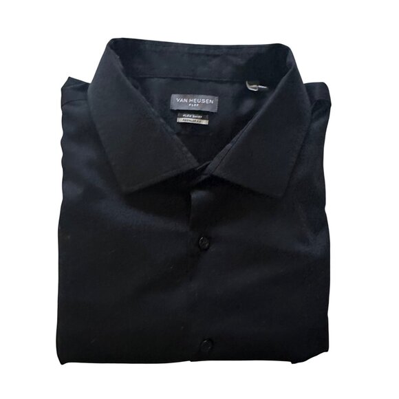 Van Heusen Other - Van Heusen Flex Mens Black Regular Fit Long Sleeve Shirt Size 18.5 35/37